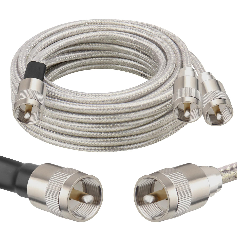 MOOKEERF dual CB antenna cable 10ft for two antennas to one transceiver
