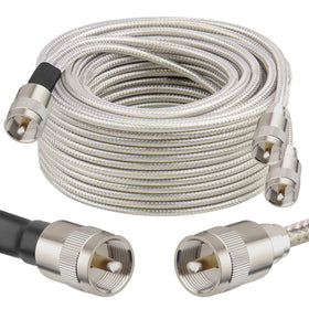 MOOKEERF Dual CB Antenna Coax Cable, 50 ft, low-loss transmission.