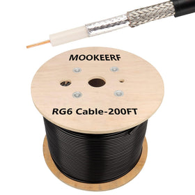 MOOKEERF front coil of 200FT RG6 cable showing neat spool and packaging benefit easy installation