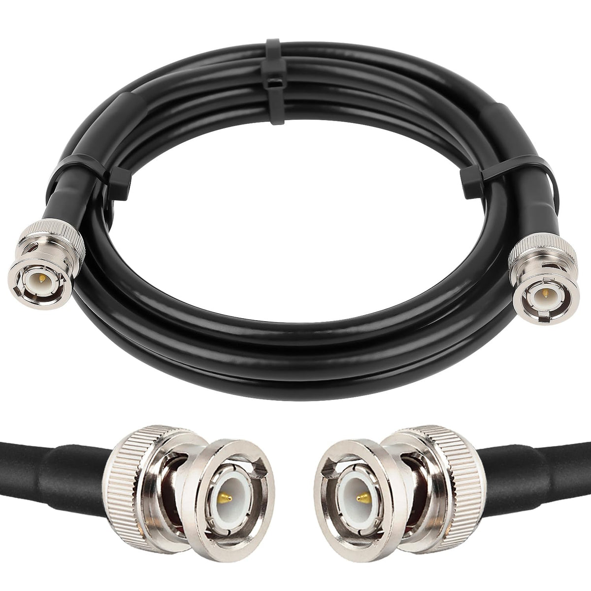 MOOKEERF front view showing BNC male connectors and 6ft cable for reliable connections