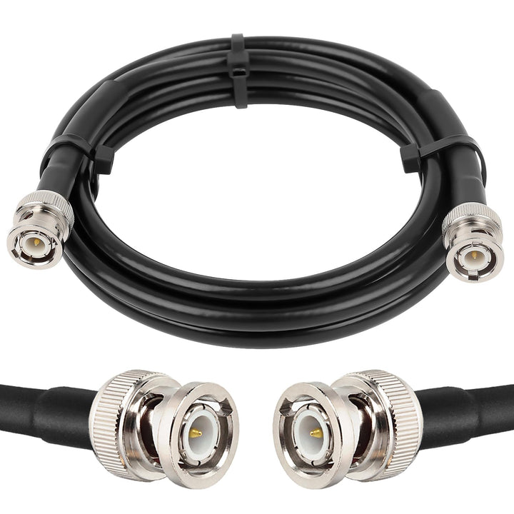 MOOKEERF front view showing BNC male connectors and 6ft cable for reliable connections