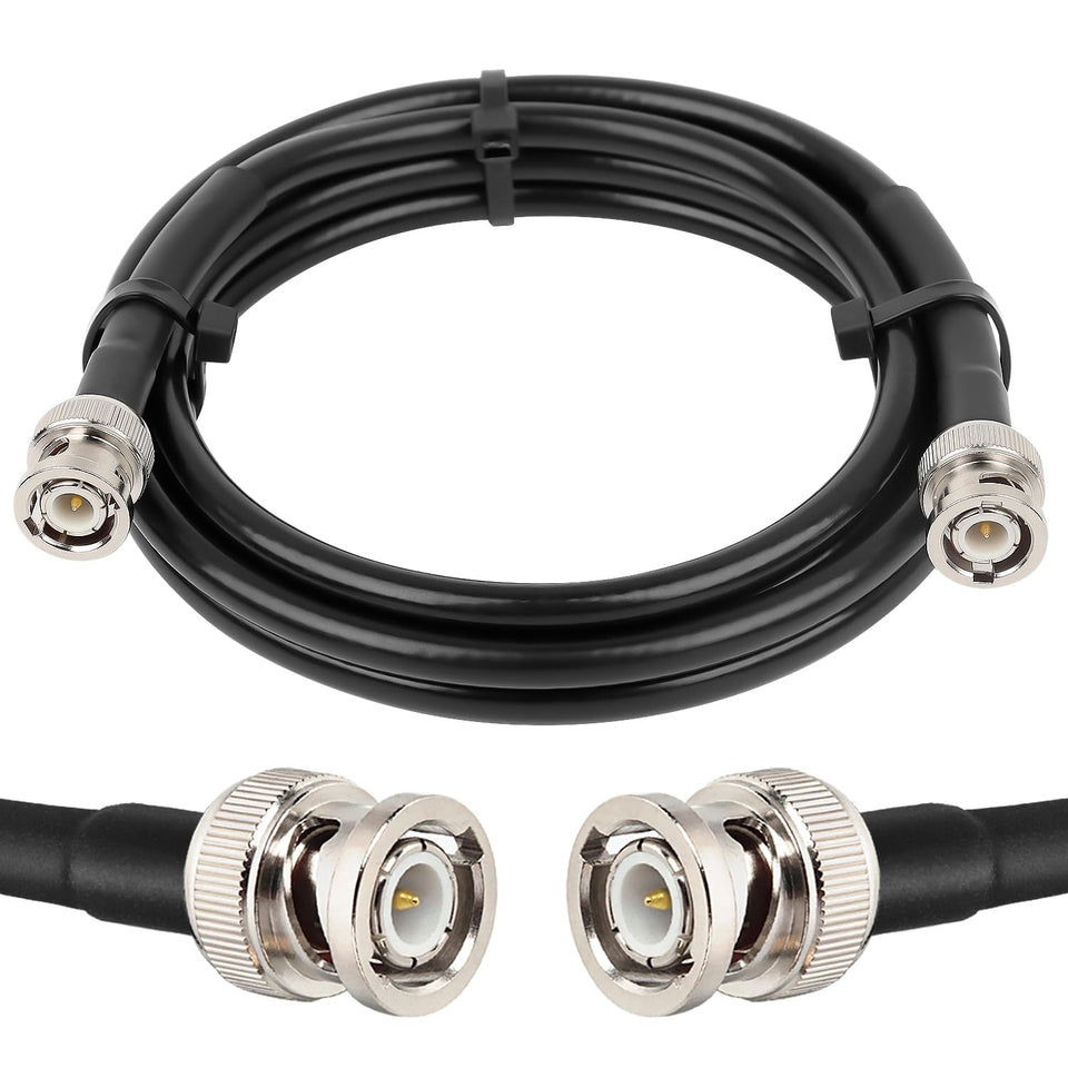 MOOKEERF front view showing BNC male connectors and 6ft cable for reliable connections