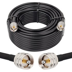 MOOKEERF front view of RG8x 50ft cable showing connectors and jacket durability