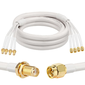 MOOKEERF front view of packaged SMA extension cable showing product and length benefit