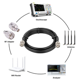 MOOKEERF cable connected to an oscilloscope demonstrating stable signal testing