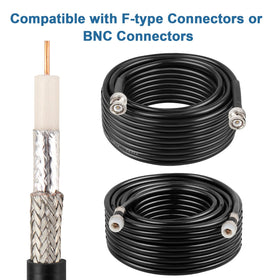 MOOKEERF cable connected to satellite LNB showing compatibility and reliable signal feed