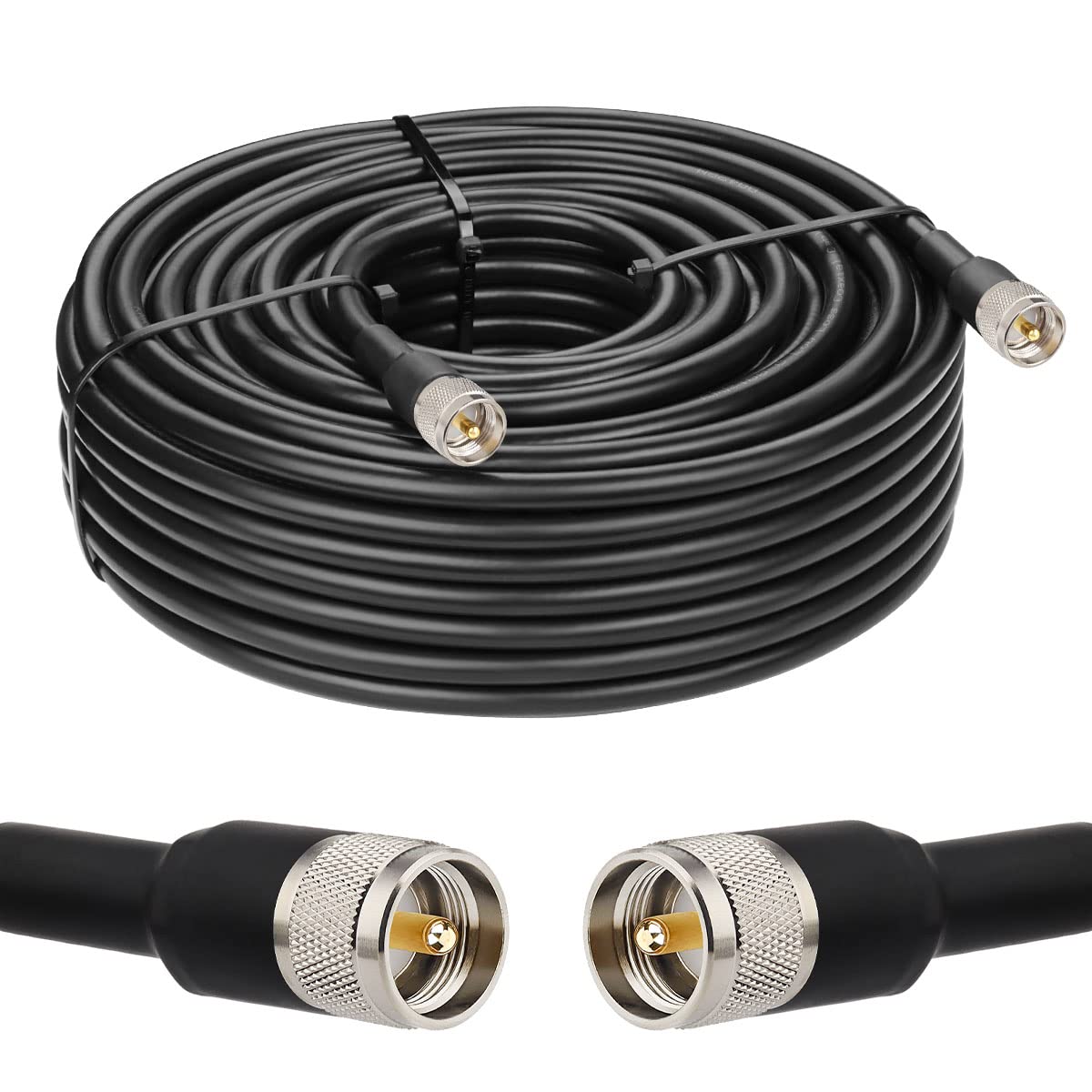 MOOKEERF KMR400 coax cable 150ft shown for long-range radio use