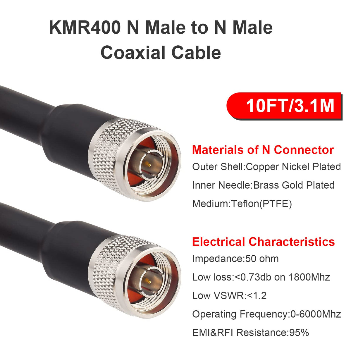 MOOKEERF KMR400 shielded construction with foil and copper braid for signal integrity