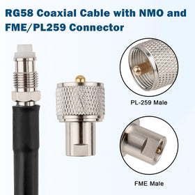 MOOKEERF NMO cable with removable UHF connector for tight installations