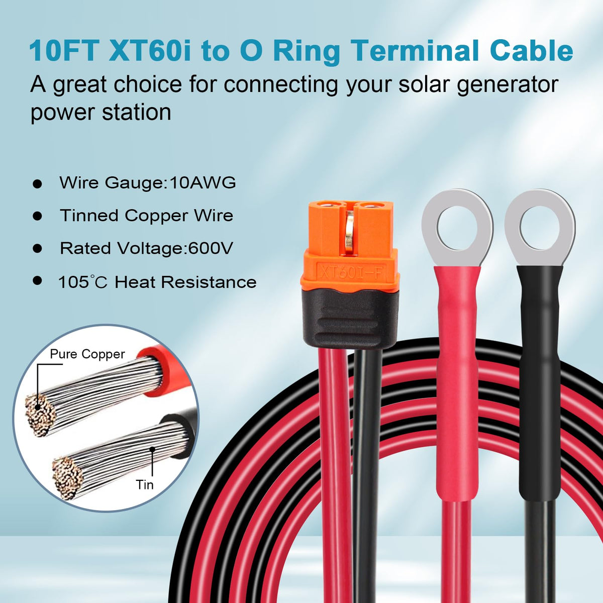 O-ring terminal end on MOOKEERF cable for secure connections.