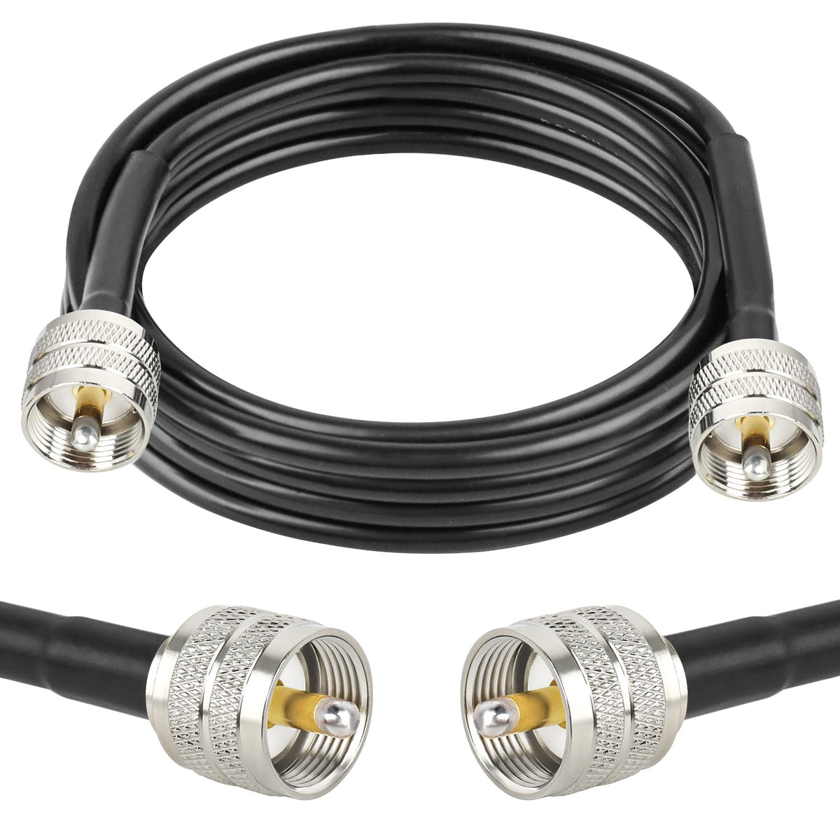 MOOKEERF PL259 8ft coax cable with shielded design for reliable signal.
