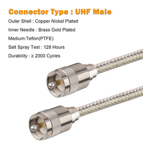 MOOKEERF PL-259 connectors provide a strong, durable link.