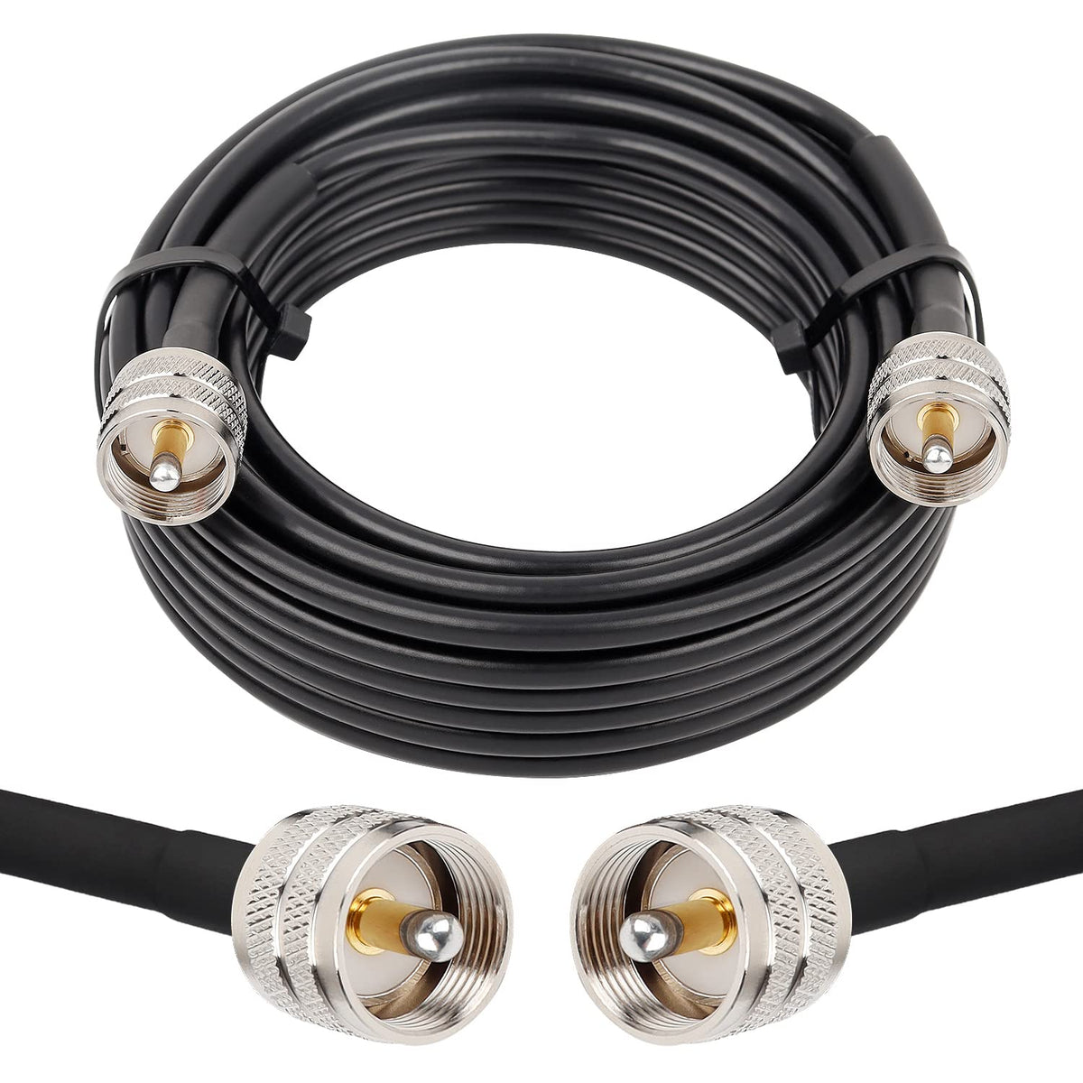 MOOKEERF PL259 front connector showing secure nickel-plated shell and reliable contact