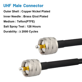 MOOKEERF PL259 male-to-male jumper connects CB and HAM setups securely