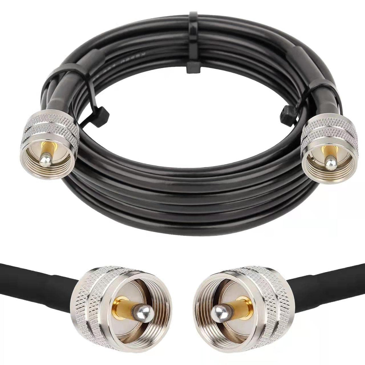 MOOKEERF PL259 UHF coax 15 ft length ideal for CB radio setups.