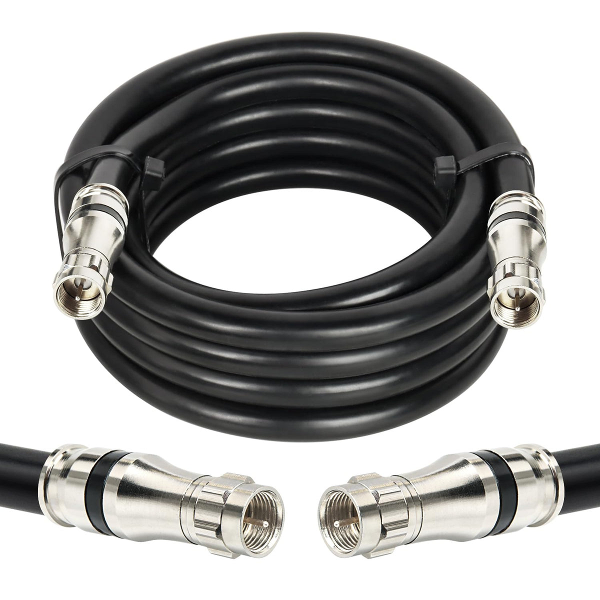MOOKEERF RG11 coaxial cable 15ft with sturdy F-type connector for reliable HD signals.