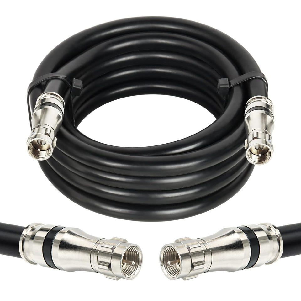 MOOKEERF RG11 coaxial cable 15ft with sturdy F-type connector for reliable HD signals.