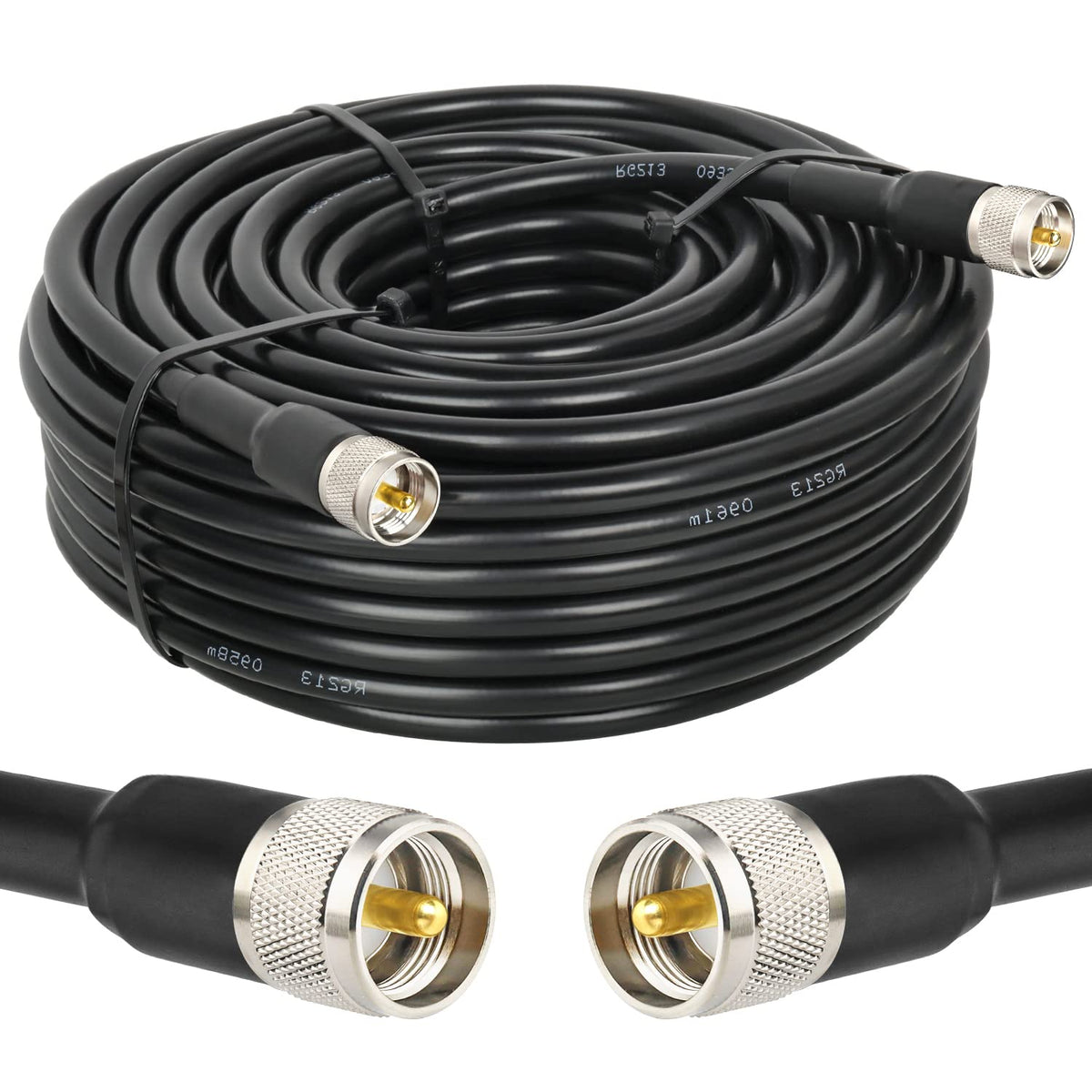 MOOKEERF RG213 coax cable with bare copper core for strong signal transmission.