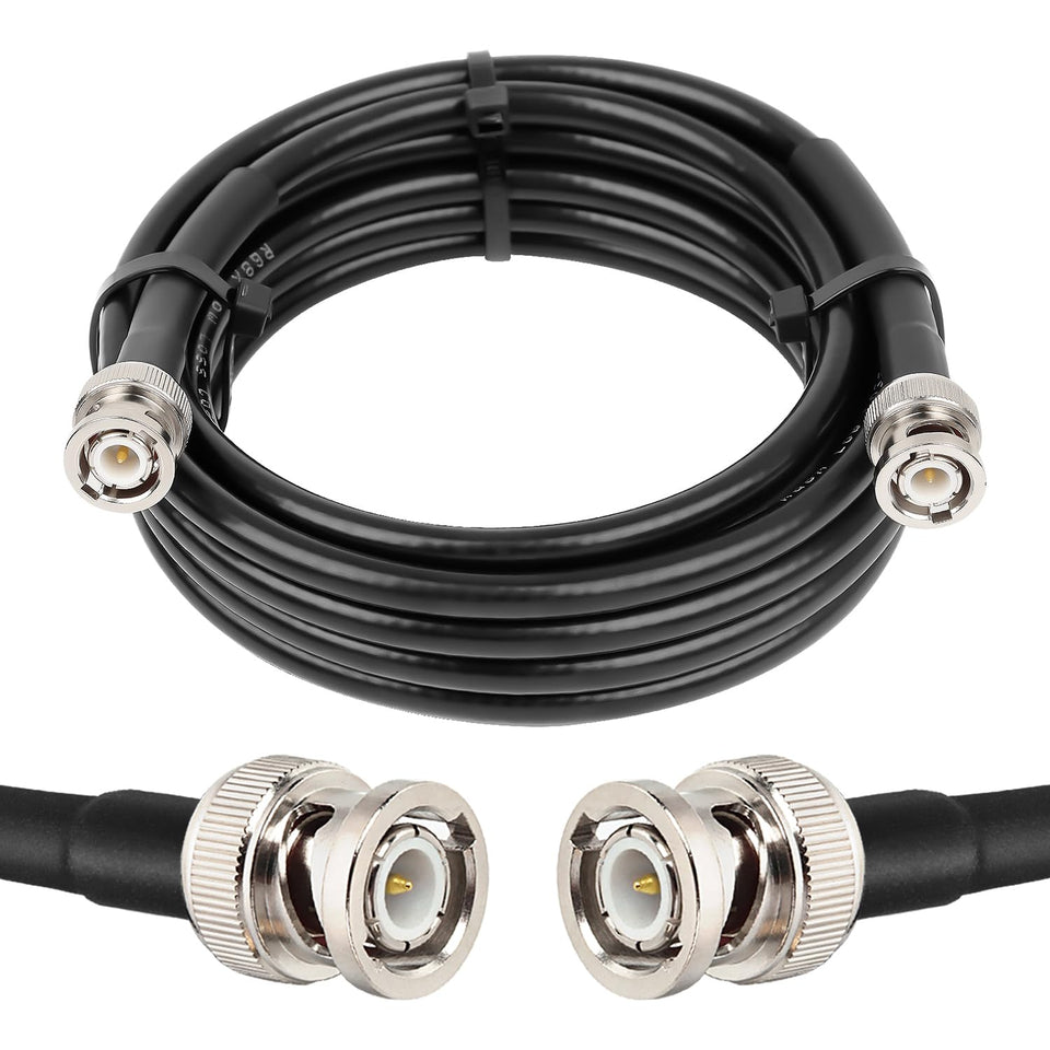 MOOKEERF RG8X 15ft cable with BNC male connectors for stable RF transmission