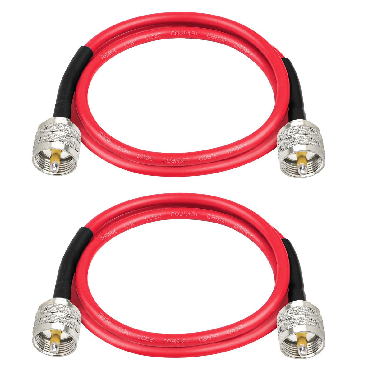 MOOKEERF RG8X cable 3ft top view showing low loss construction for clear signals.