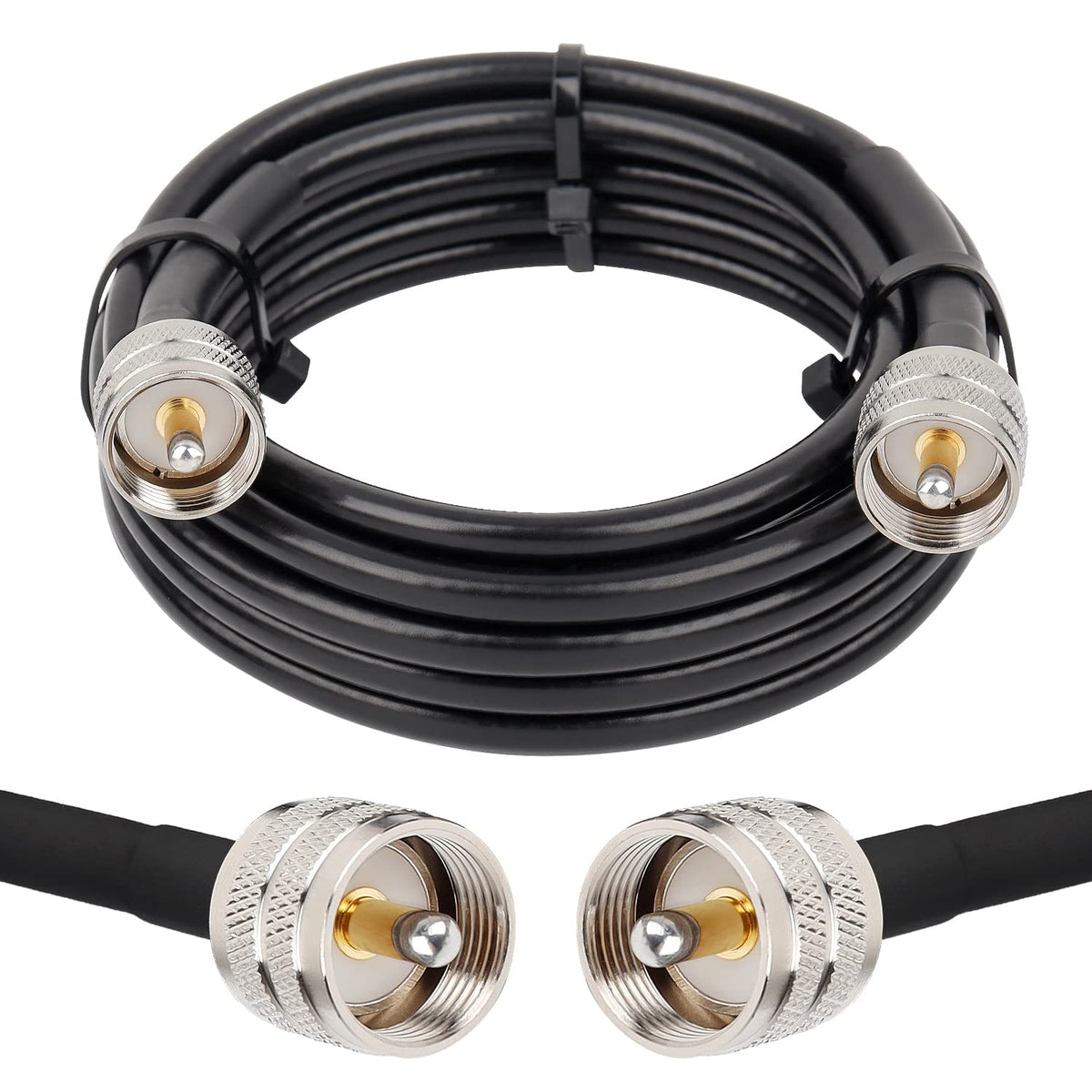 MOOKEERF RG8x coaxial cable 15ft enables low-loss signal transmission for outdoor HAM radio setups.