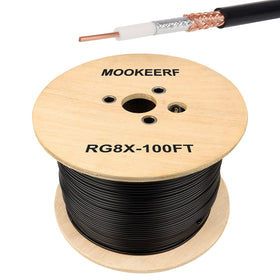 MOOKEERF front view of 100ft RG8X cable showing full length and practical use
