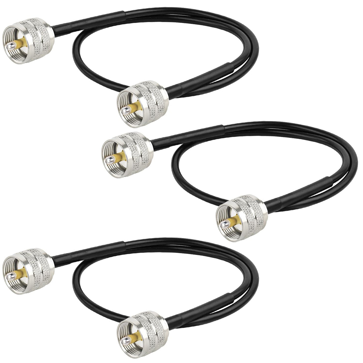 MOOKEERF RG8x jumper cable 2ft in a 3-pack enables low-loss radio connections.