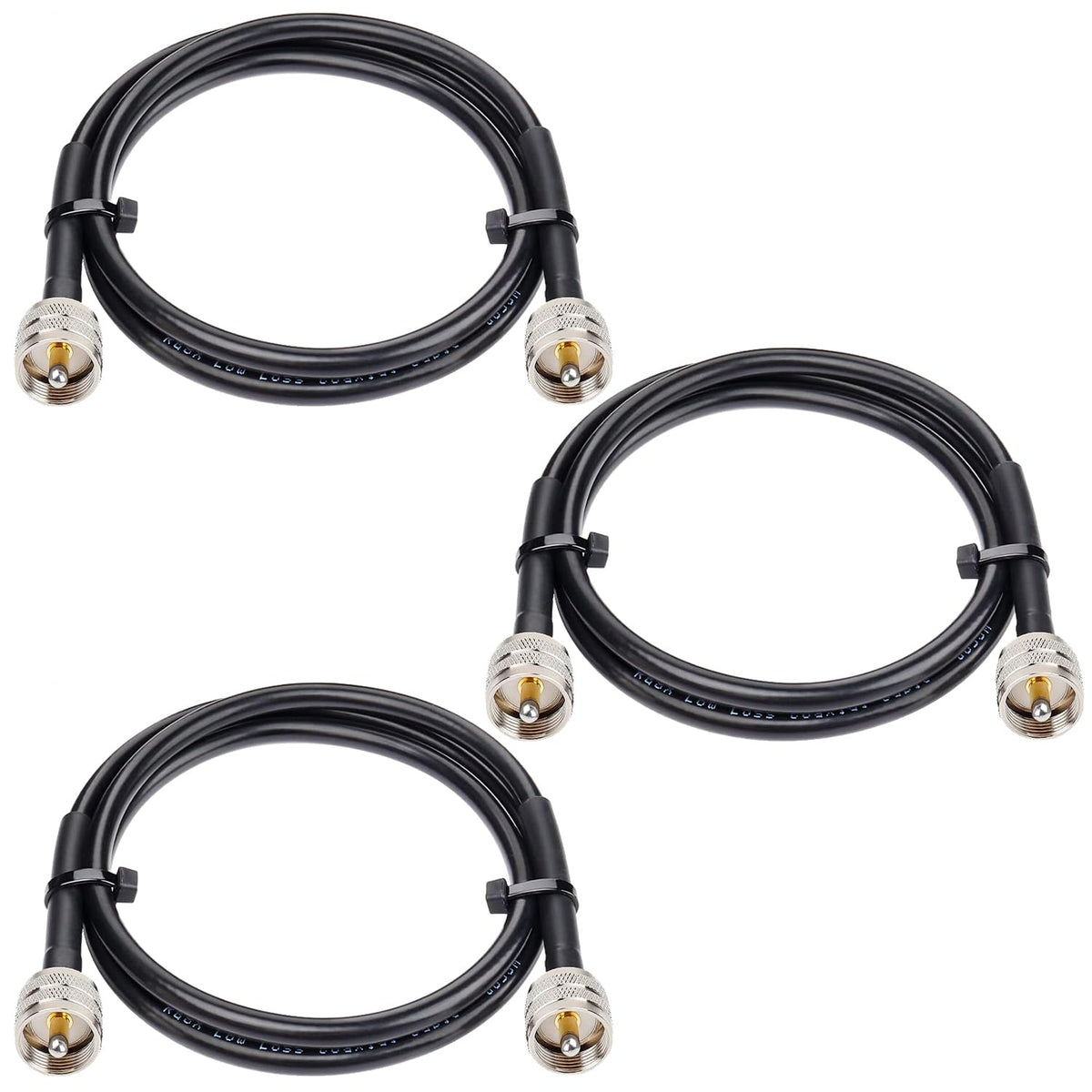 MOOKEERF RG8x jumper cable 3ft pack close-up, low-loss signal path.