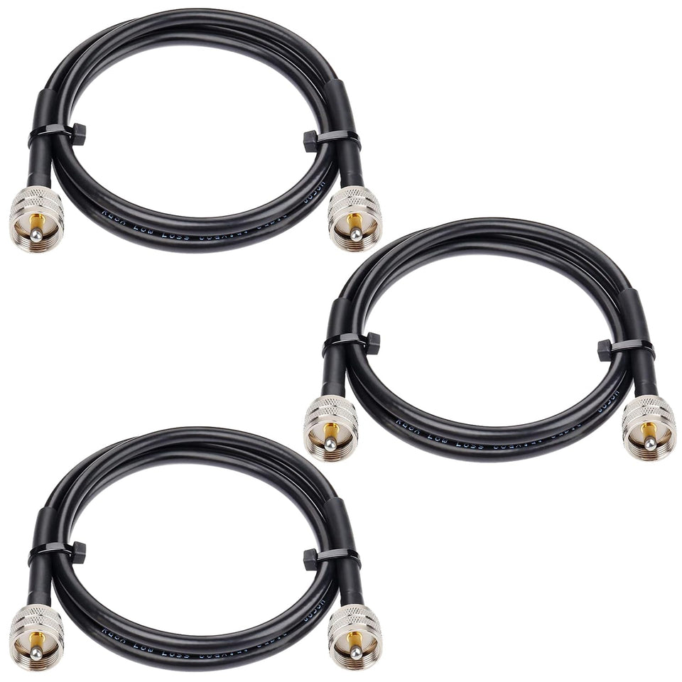 MOOKEERF RG8x jumper cable 3ft pack close-up, low-loss signal path.