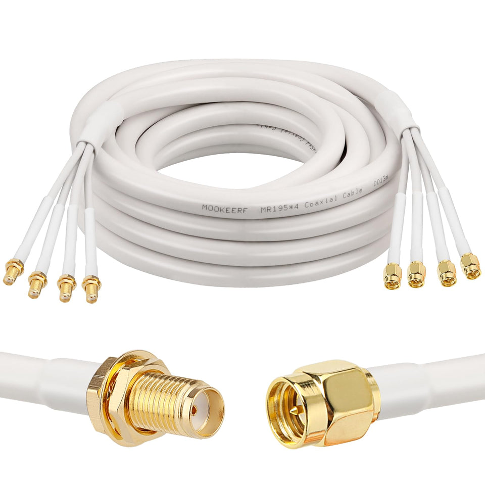 MOOKEERF SMA extension cable 20 ft quad setup for flexible antenna connections