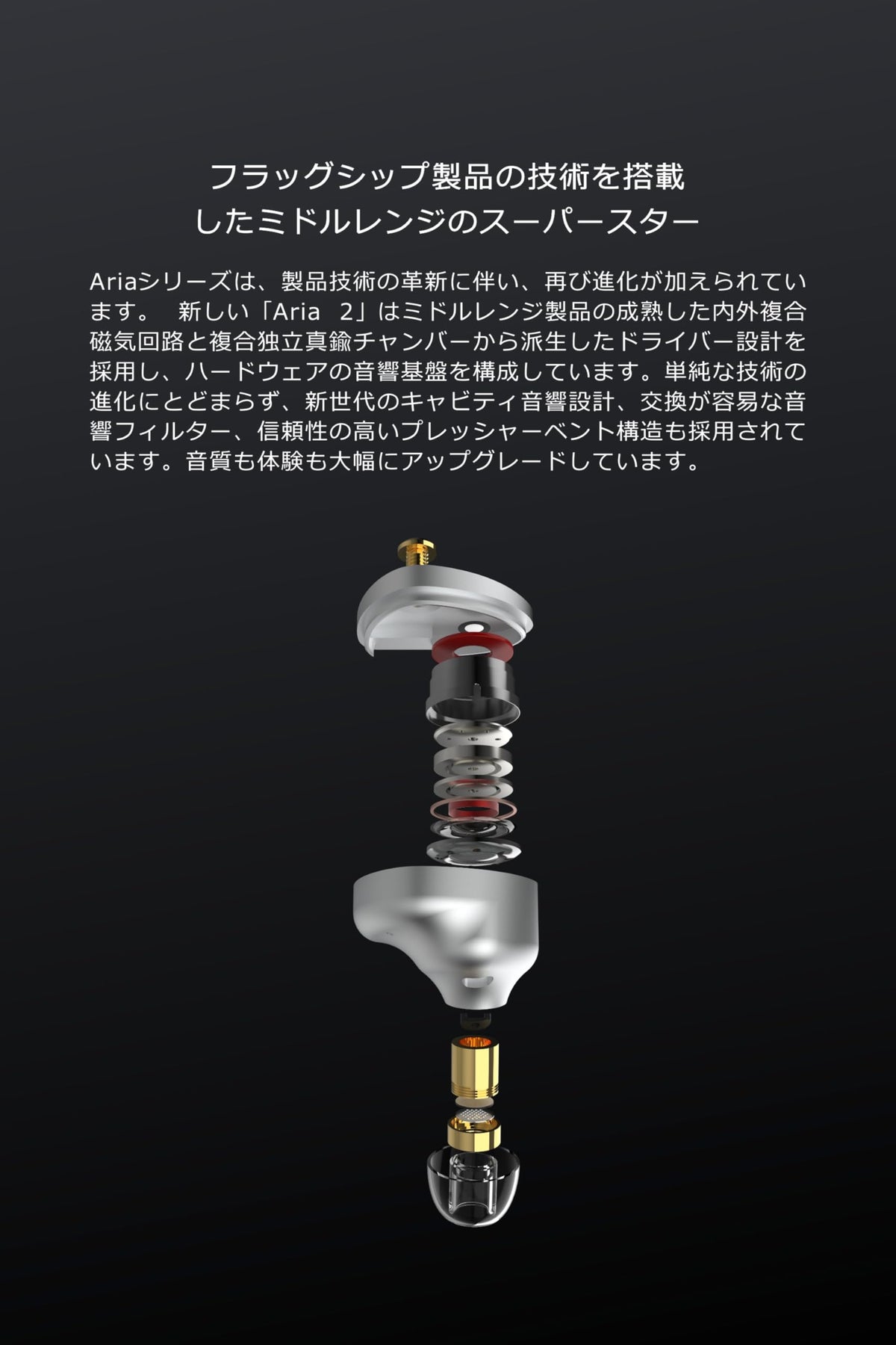 Moondrop ARIA 2 brass nozzle close-up for high-density timbre and precision.