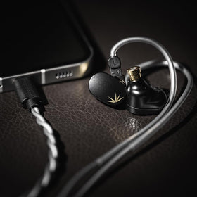 Moondrop CHU II DSP leather case with ear-tips and manual demonstrating portable protection