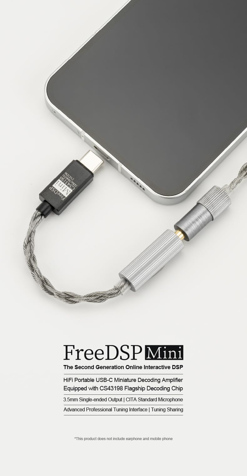 Moondrop FreeDSP Mini label and CS43198 chip view emphasizing flagship decoding performance