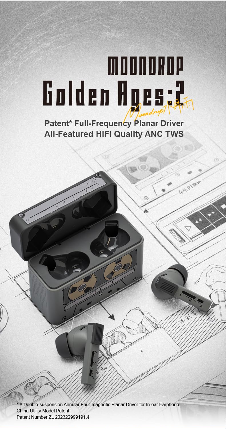Moondrop Golden Ages 2 earbuds in hand highlight compact ergonomic design.