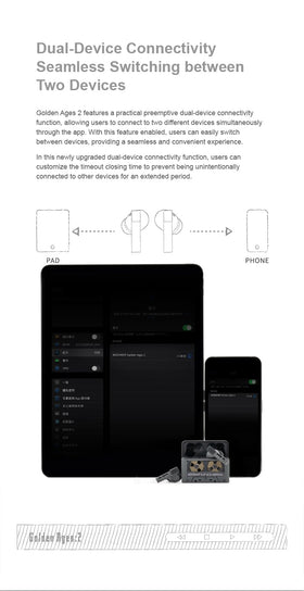 Moondrop Golden Ages 2 LDAC Bluetooth 6.0 delivers high-fidelity wireless audio.