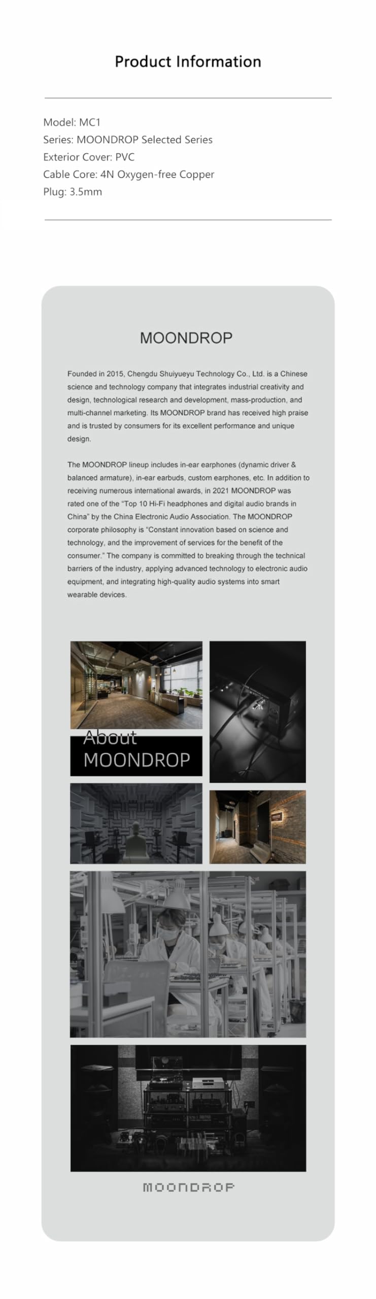 Moondrop MC1 length comparison and packaging displaying portability and storage