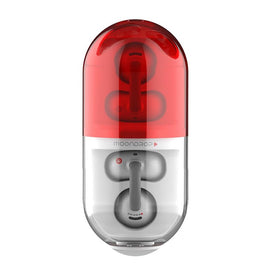 Moondrop Pill transparent capsule case open revealing retractable earbuds