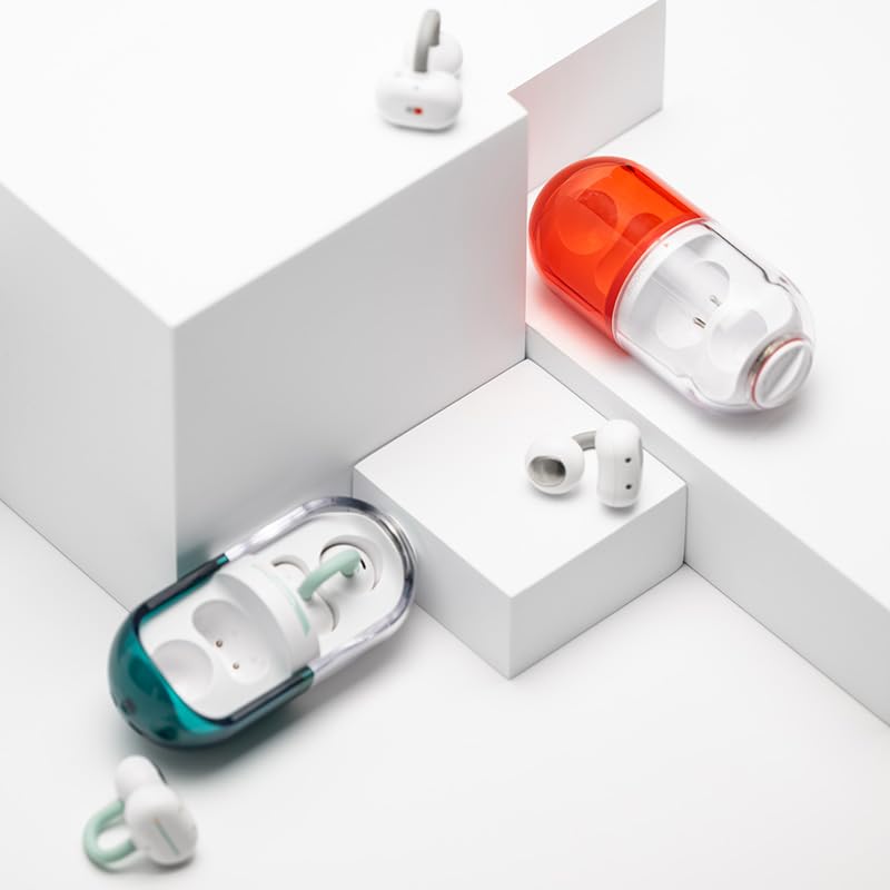 Moondrop transparent capsule case with earbuds retracted, neat storage and tactile design