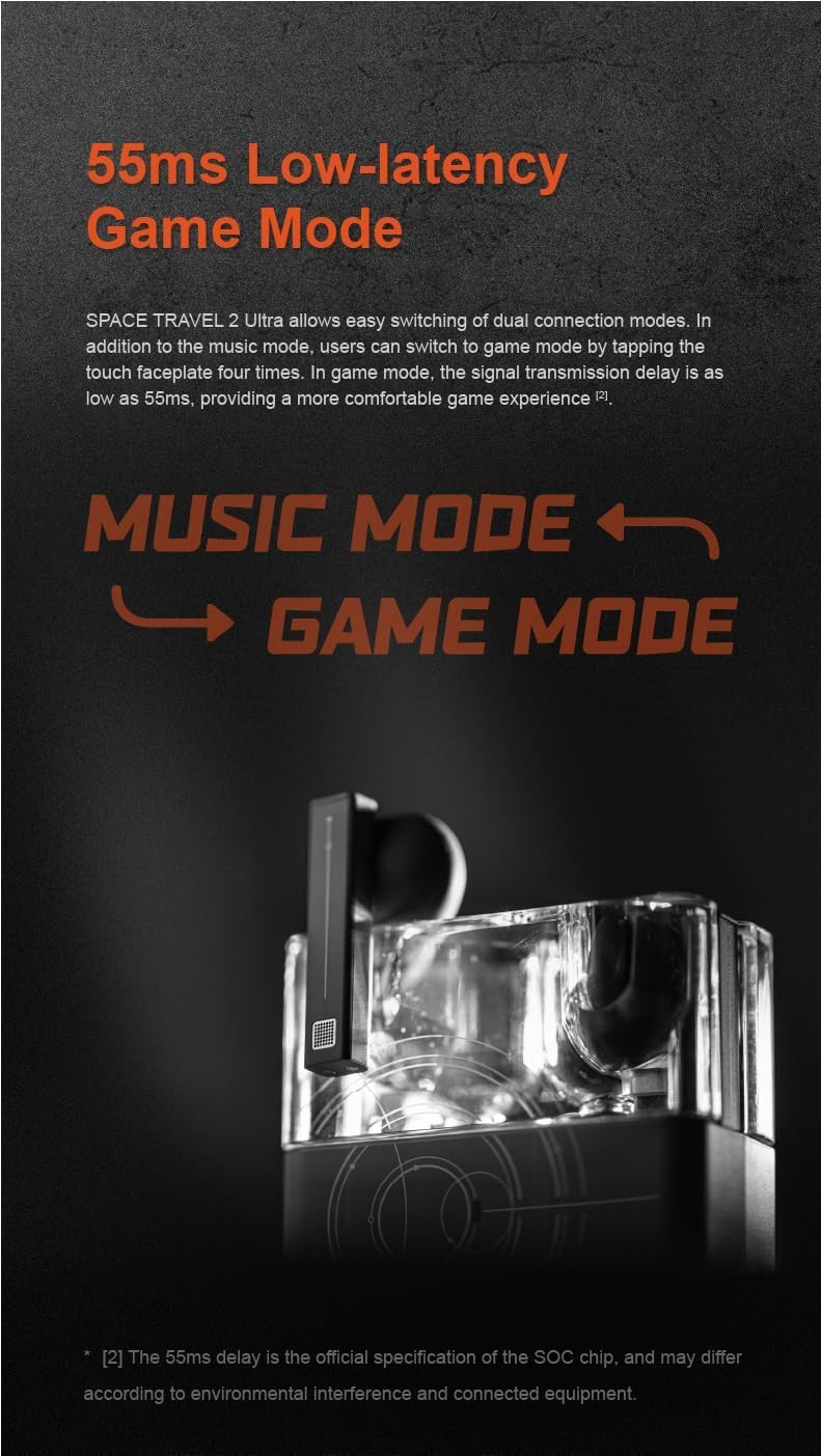 Moondrop Space Travel 2 Ultra LDAC codec icon displayed on phone with earbuds, indicating high‑res wireless playback.