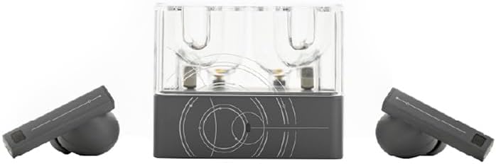Moondrop Space Travel 2 Ultra charging case open with earbuds seated, emphasizing compact charging and portability.