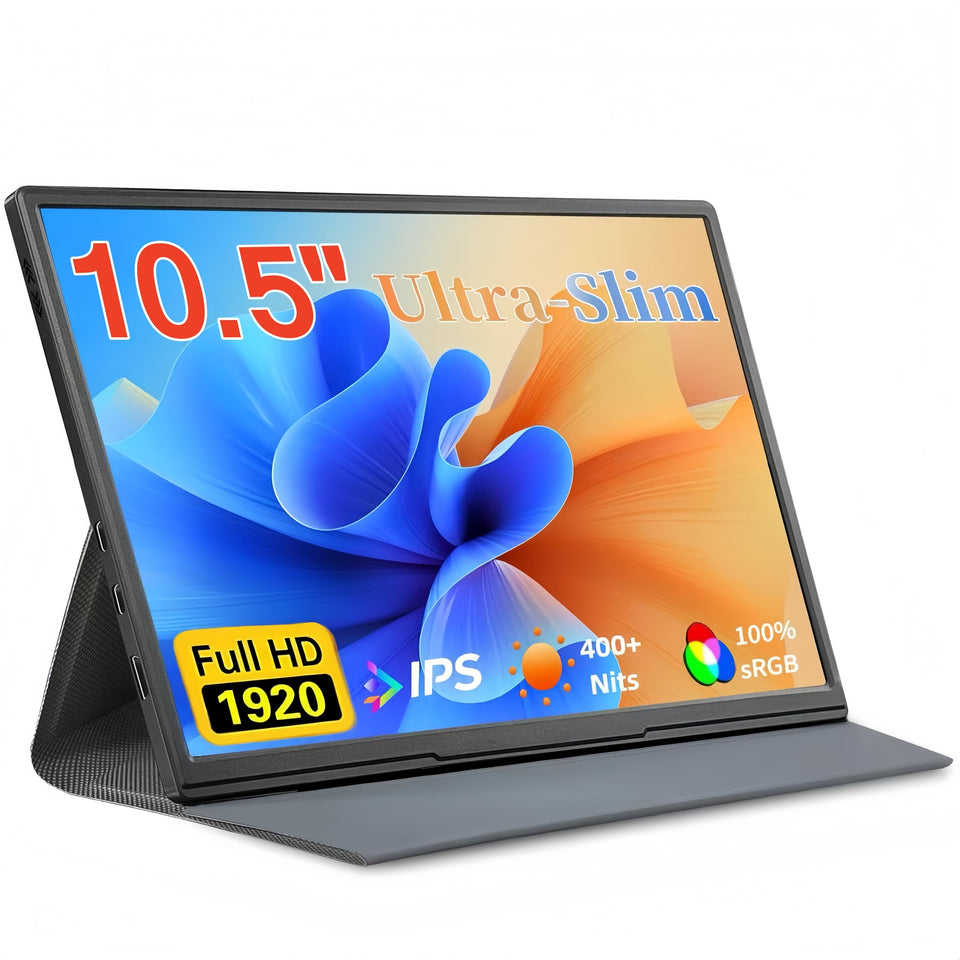 Moonka 10.5-inch portable monitor with crisp FHD IPS visuals for work and play