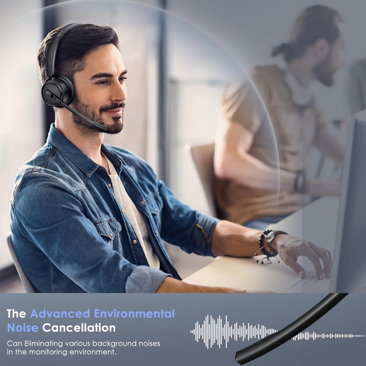 Mopchnic headset side view showing ergonomic earcup for all-day comfort.