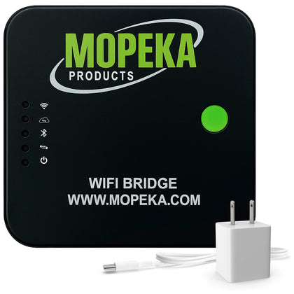 Mopeka bridge front view showing status lights and easy installation benefit