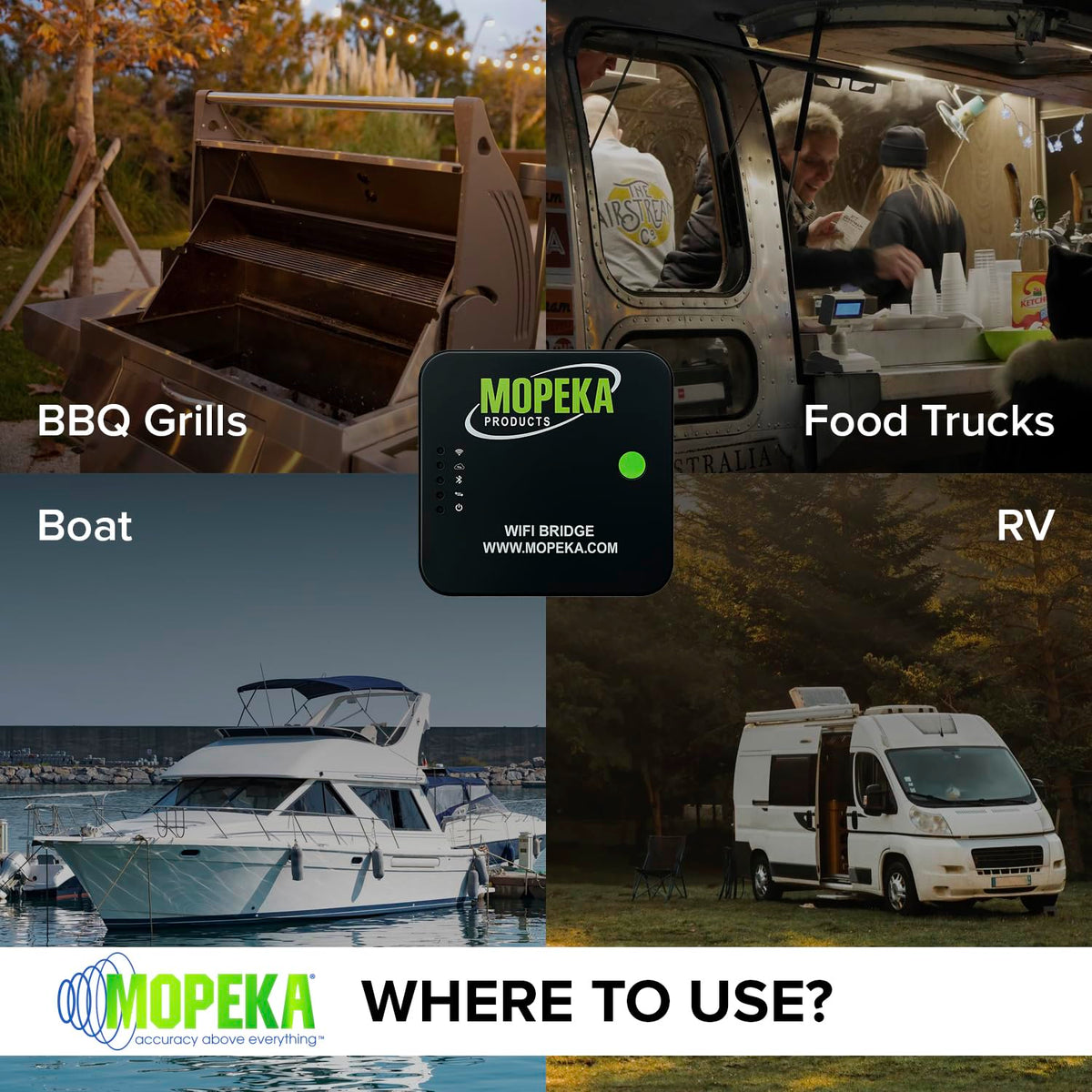 Mopeka bridge next to smartphone showing compact size and portability benefit