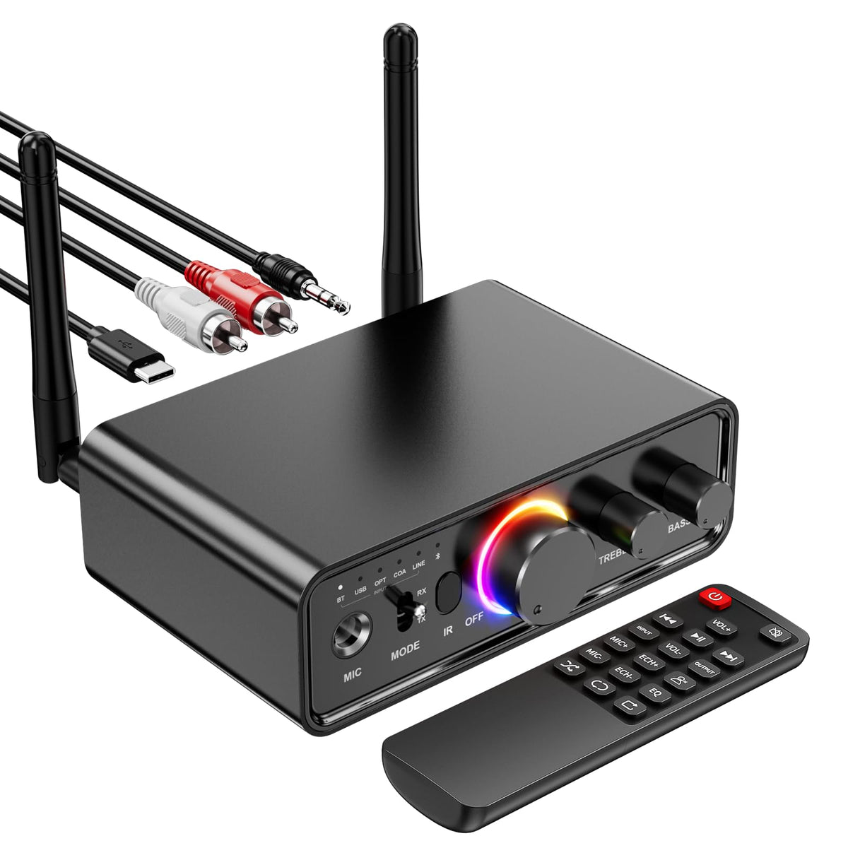 MOREGAX M18 front panel showing ports and controls for easy setup