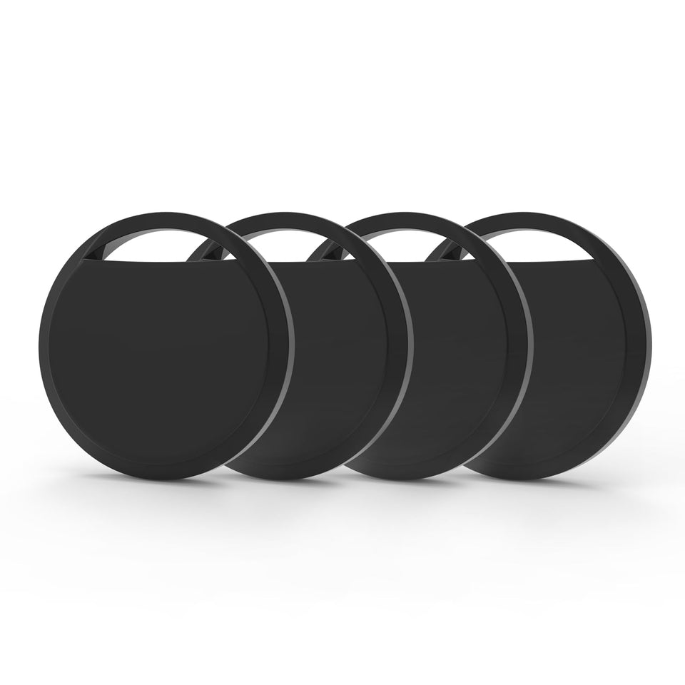 MOR GOLF Air Tracker Tags 4 Pack front view shows compact, lightweight trackers for belongings.