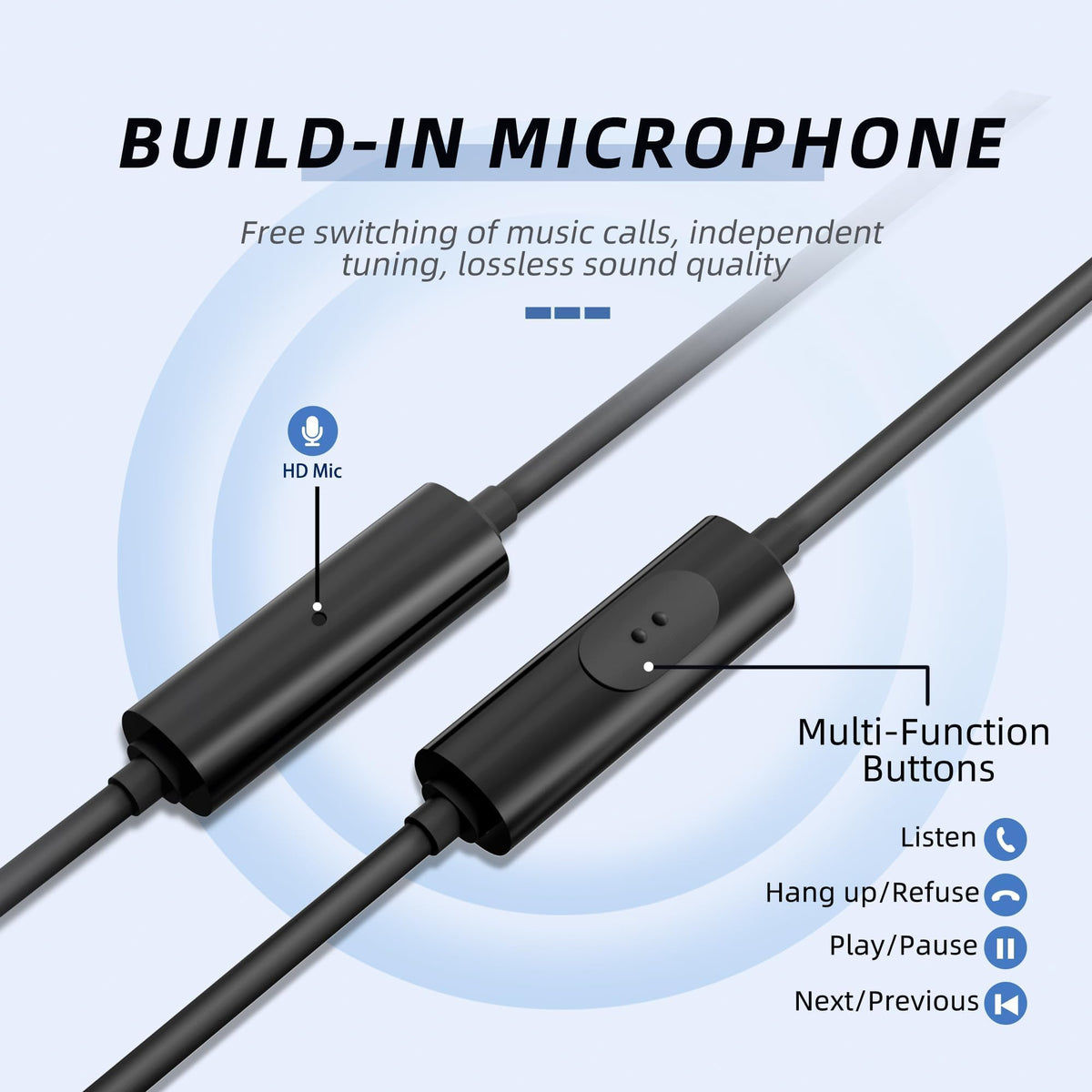 MORMOQUE EP-06 4-9ft cord provides flexible reach for calls and media.
