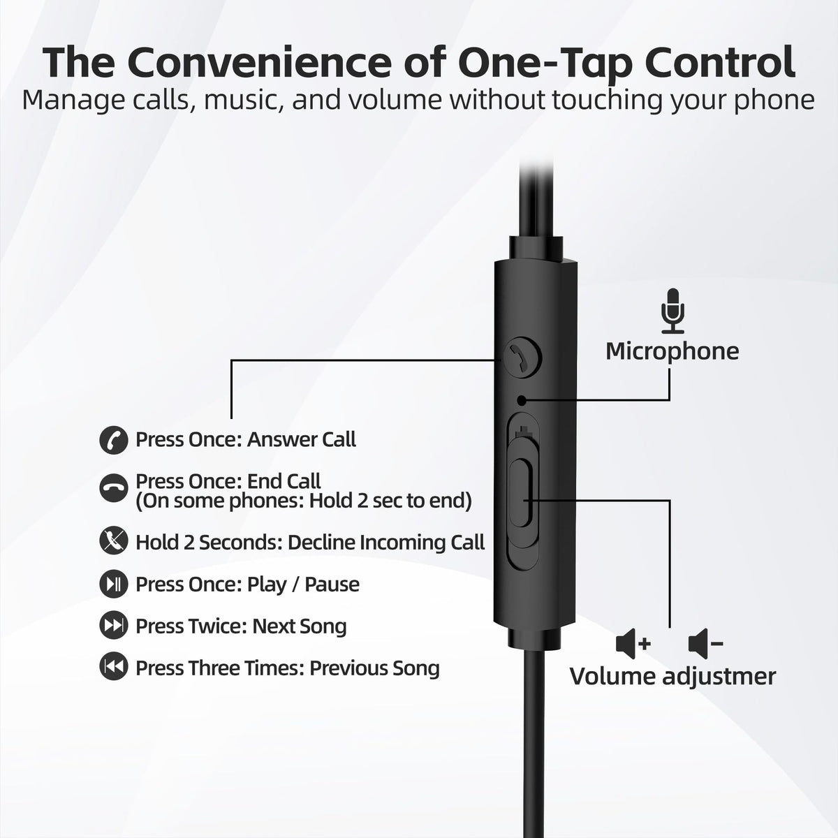MORMOQUE earbuds next to a hand showing scale and easy portability