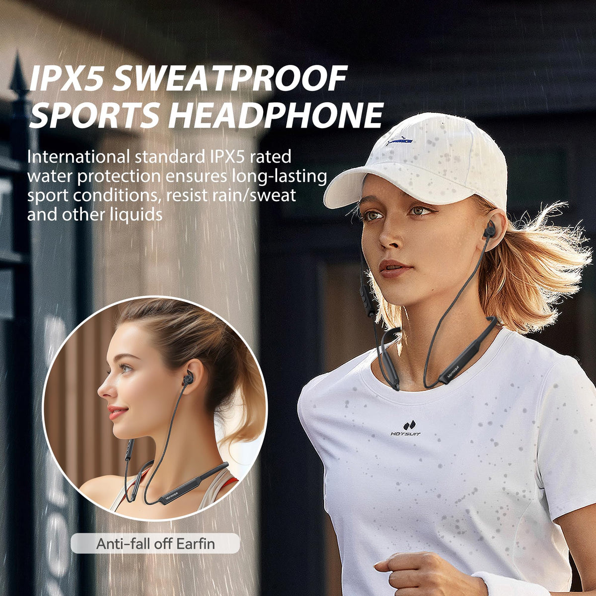 MORMOQUE G5 IPX5 sweatproof design during workouts.