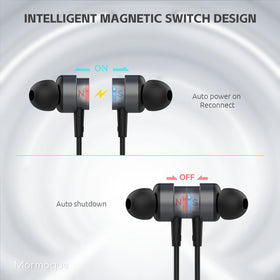 MORMOQUE neckband headphones with 12mm driver delivering rich bass and clear highs